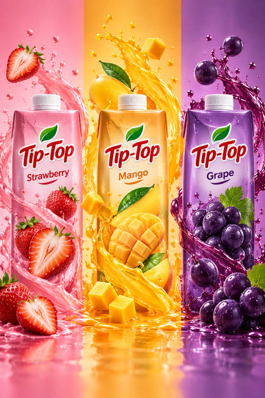 Tip-Top三口味果汁盒商业主视觉