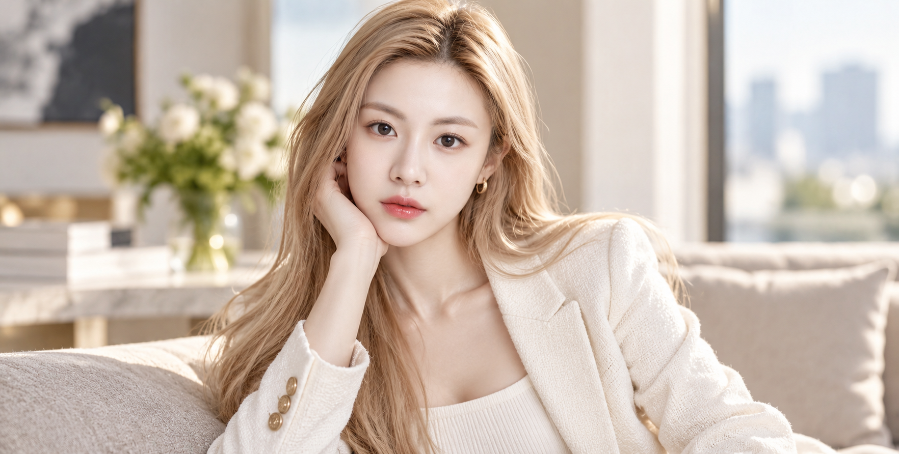 金发成年女性时尚生活杂志人像 — AI image creation