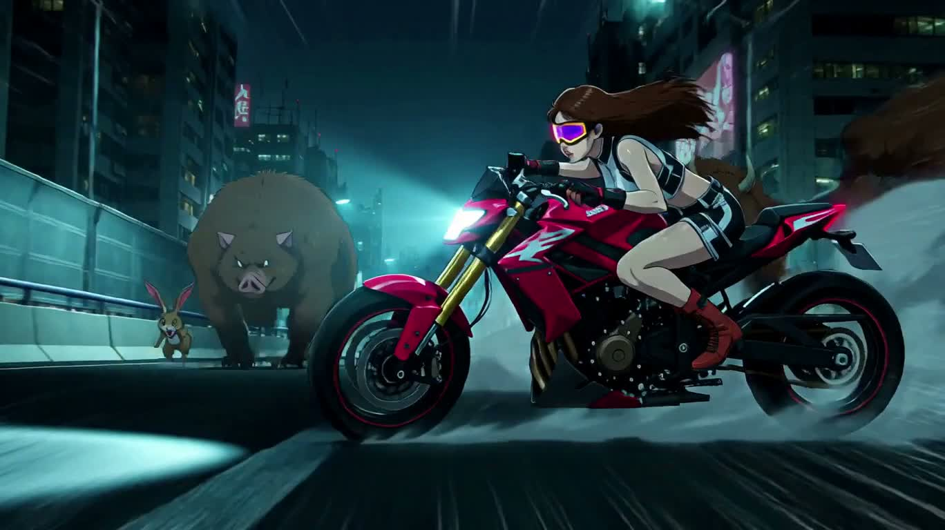 霓虹公路上的极速逃亡 — AI video creation