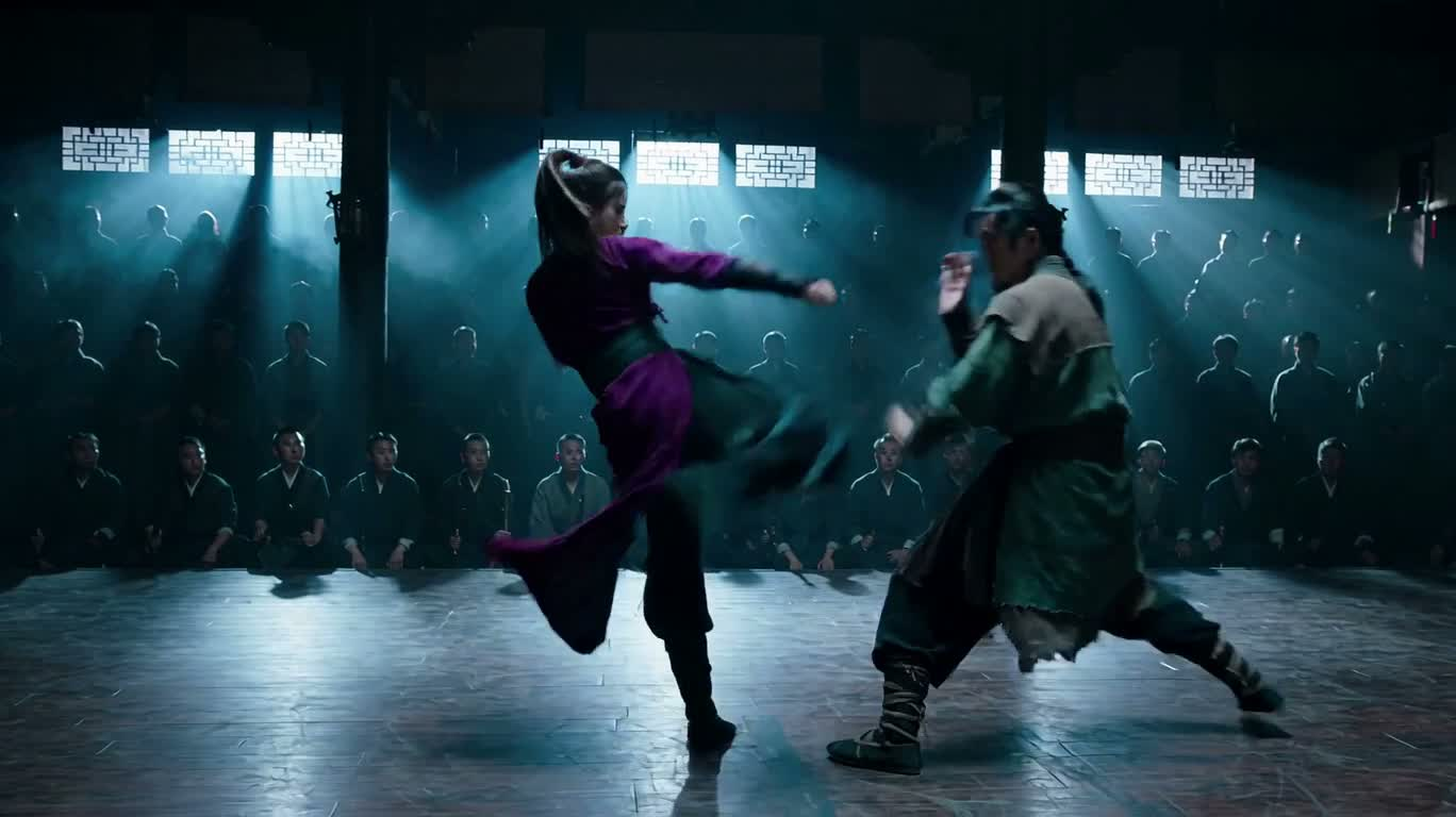 紫衣女侠与绿衣武者的决战 — AI video creation