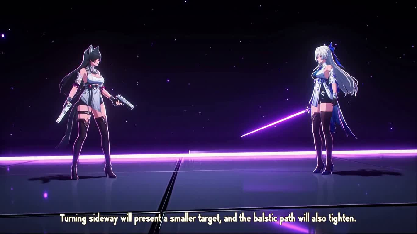 紫光の訓練場:二丁拳銃とライトセーバー — AI video creation