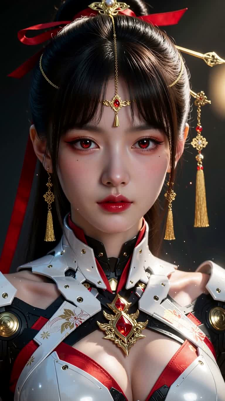 圣洁机甲巫女肖像 — AI video creation