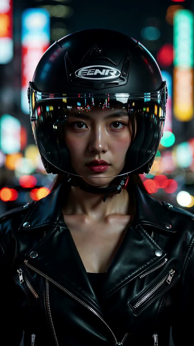 霓虹骑士肖像 — AI video creation