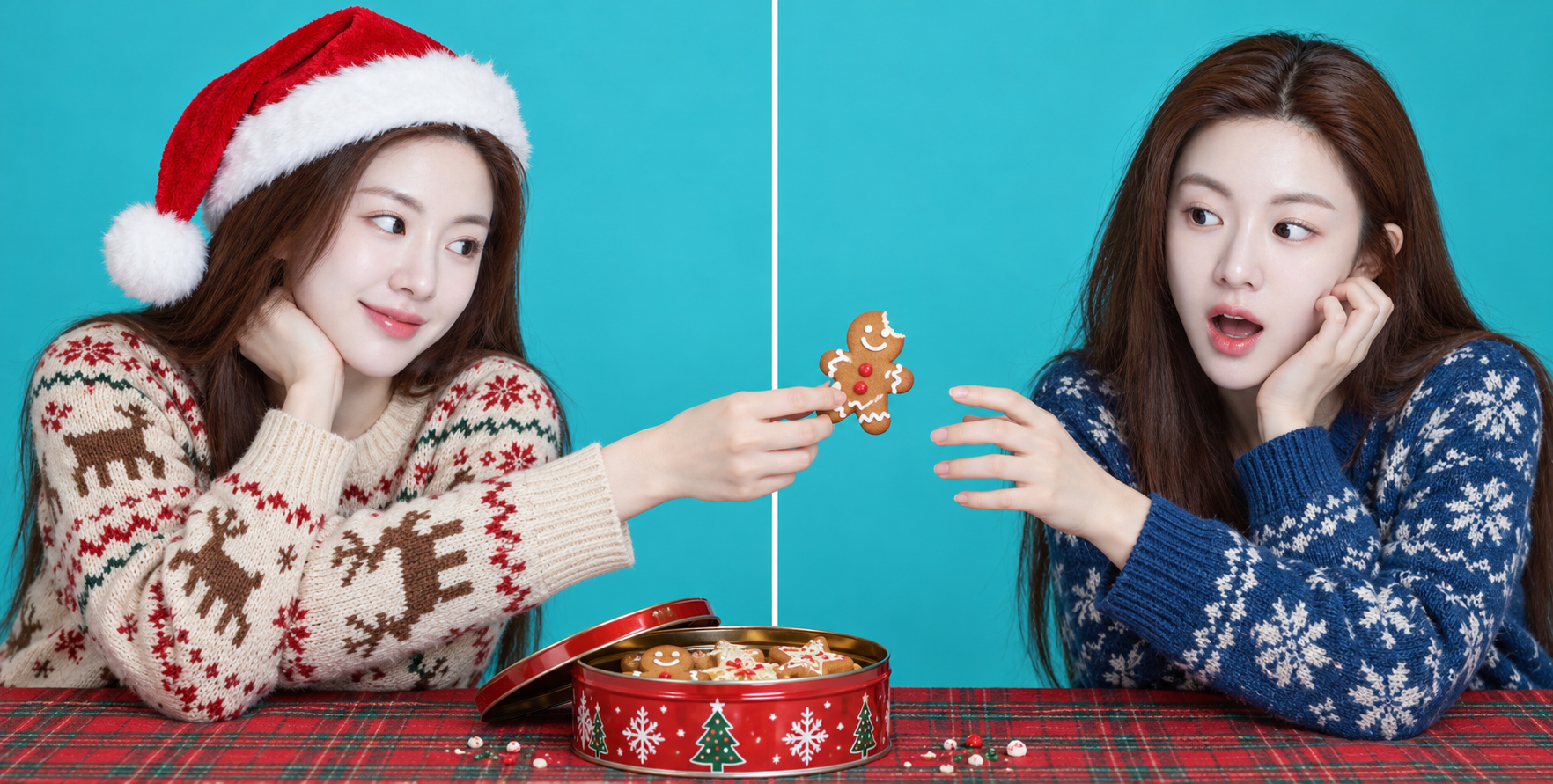 프레임을 넘어 전달되는 크리스마스 진저브레드 이폭 초상