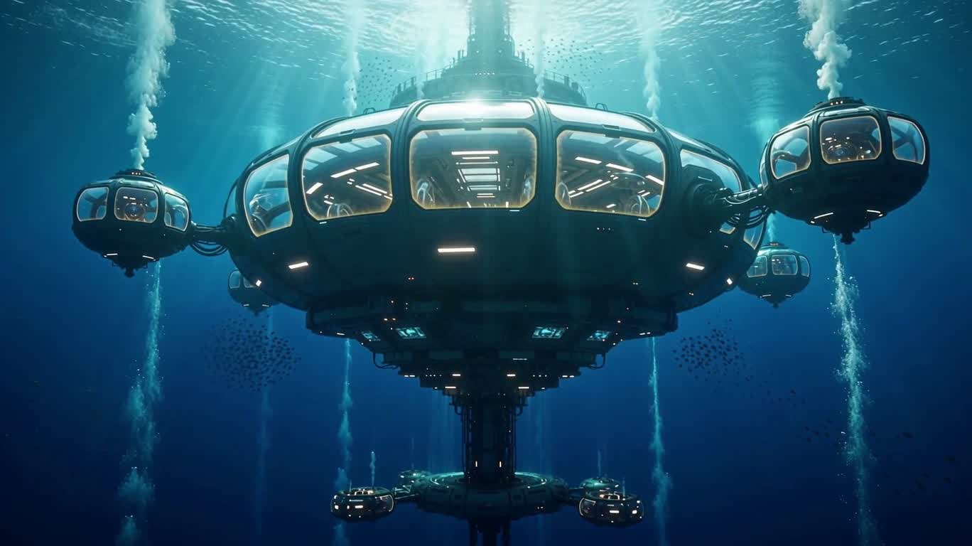 Russian Explorer at the Underwater Space Station