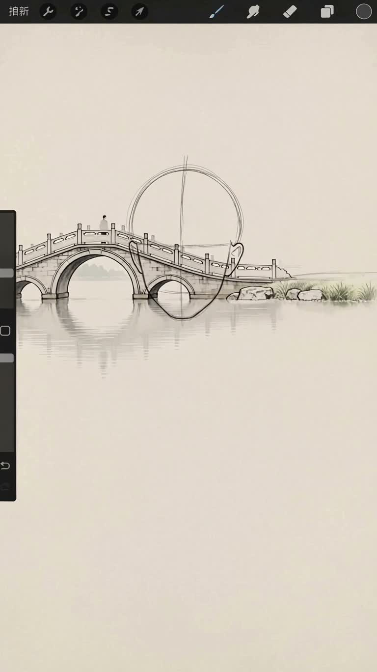 米白画布上的铅笔速写延时 — AI video creation