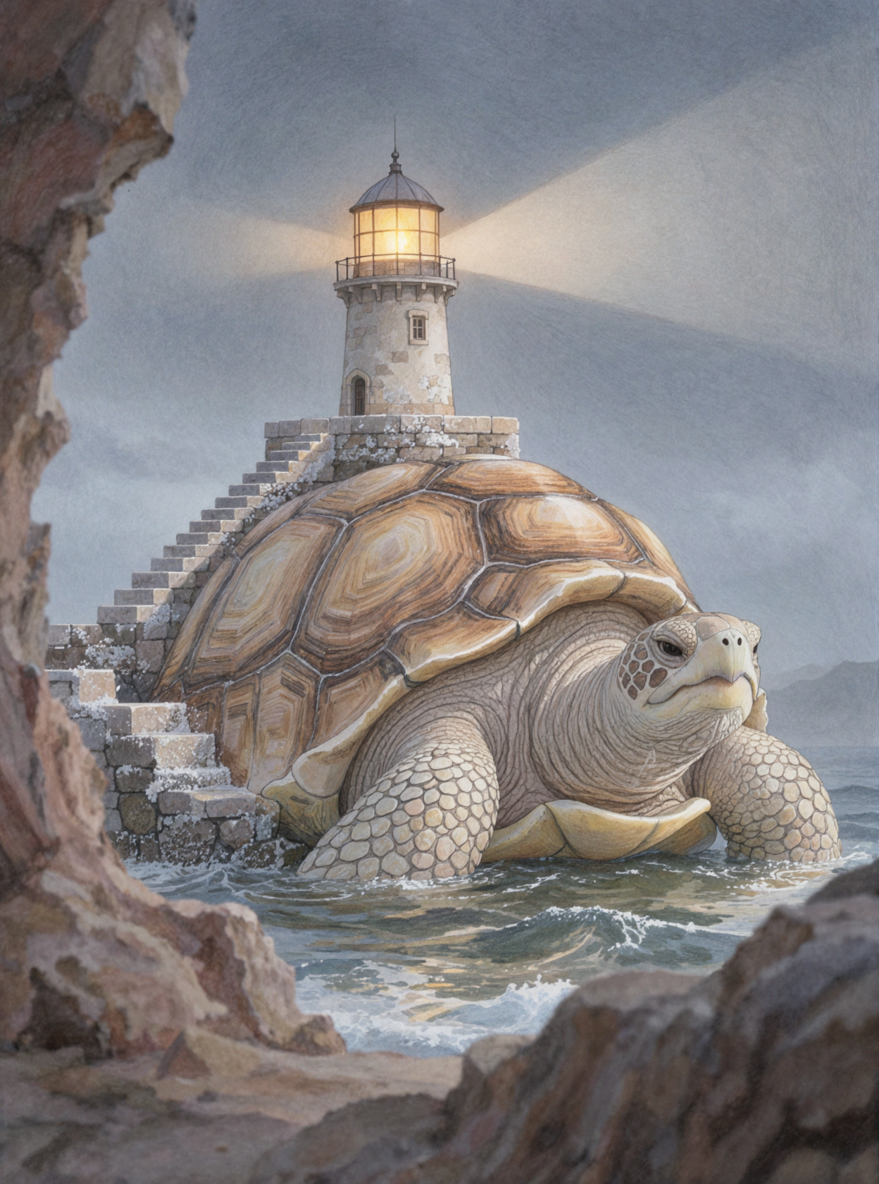 Storm Lighthouse · Colored Pencil — AI image creation
