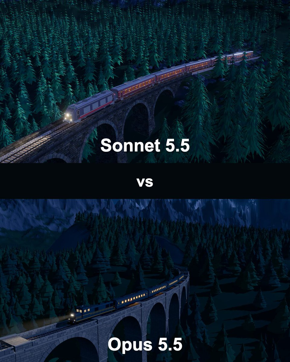 夜间火车场景对比:Sonnet5.5与Opus5.5