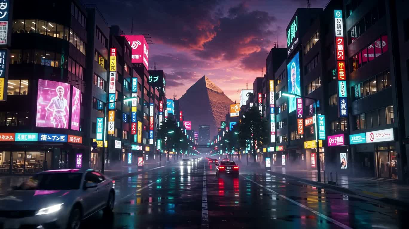 ネオン金字塔の東京街景