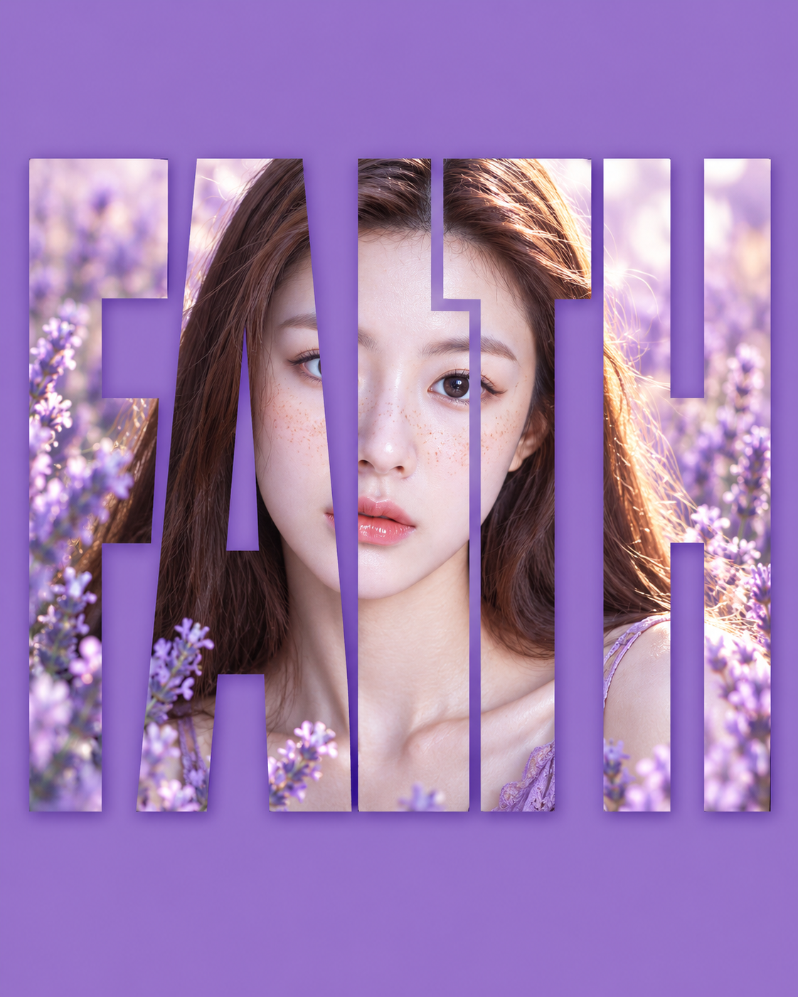 FAITH薰衣草人像文字遮罩海报 — AI image creation