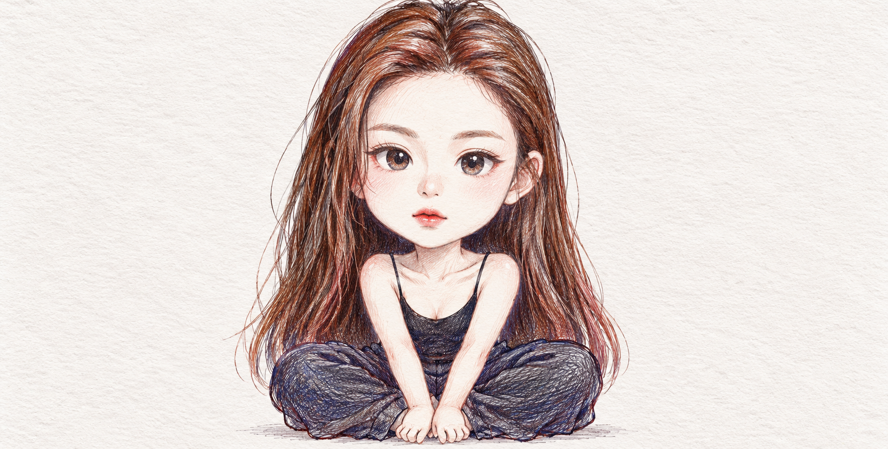 日系萌系Q版多色圆珠笔手绘插画 — AI image creation