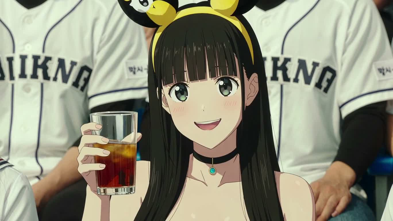 棒球场上的动漫应援女孩 — AI video creation