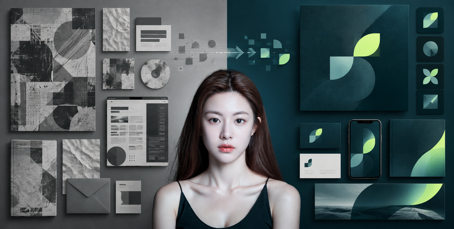 现代科技品牌焕新前后对比案例视觉 — AI image creation