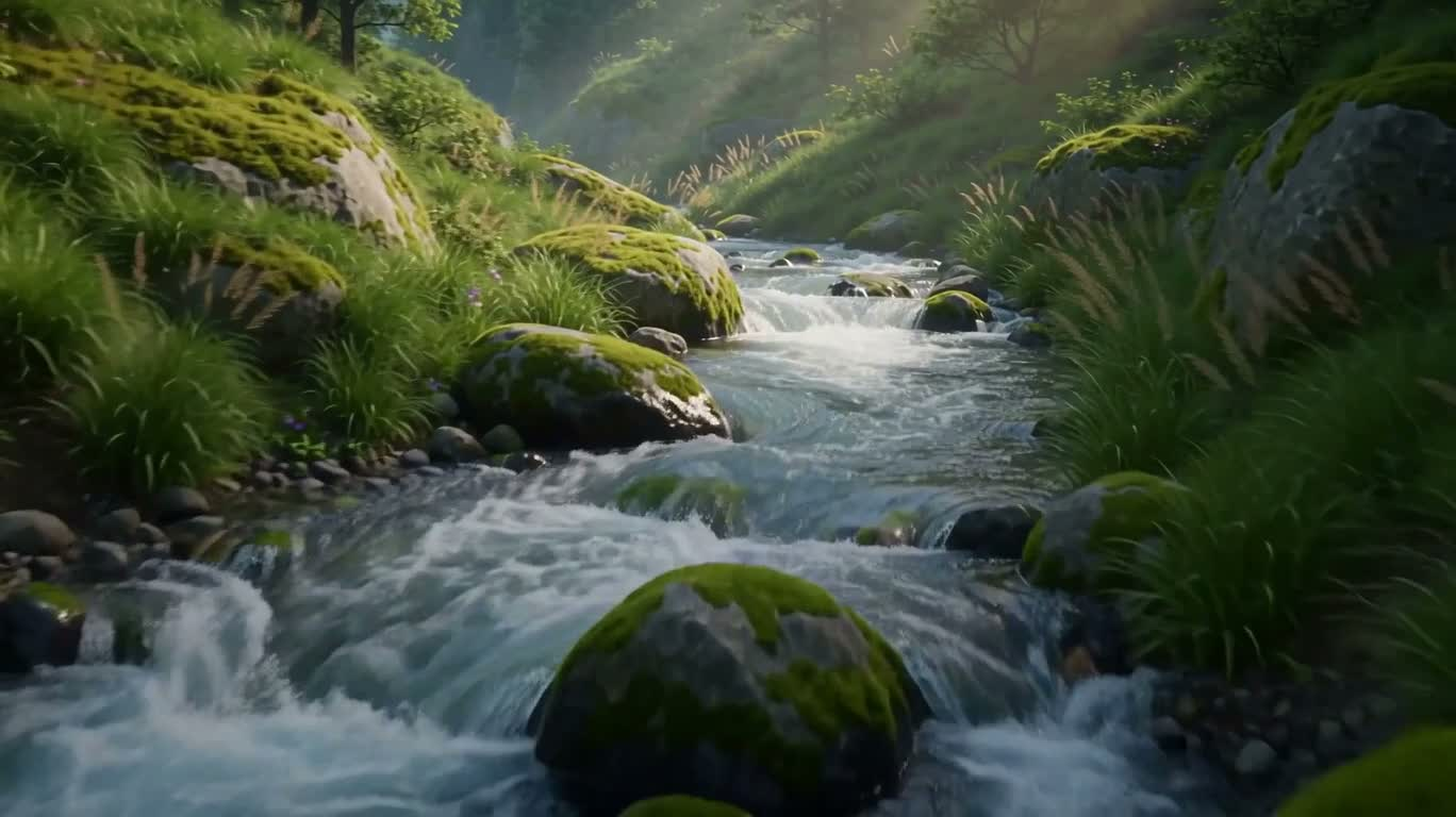 溪流与峭壁之歌 — AI video creation