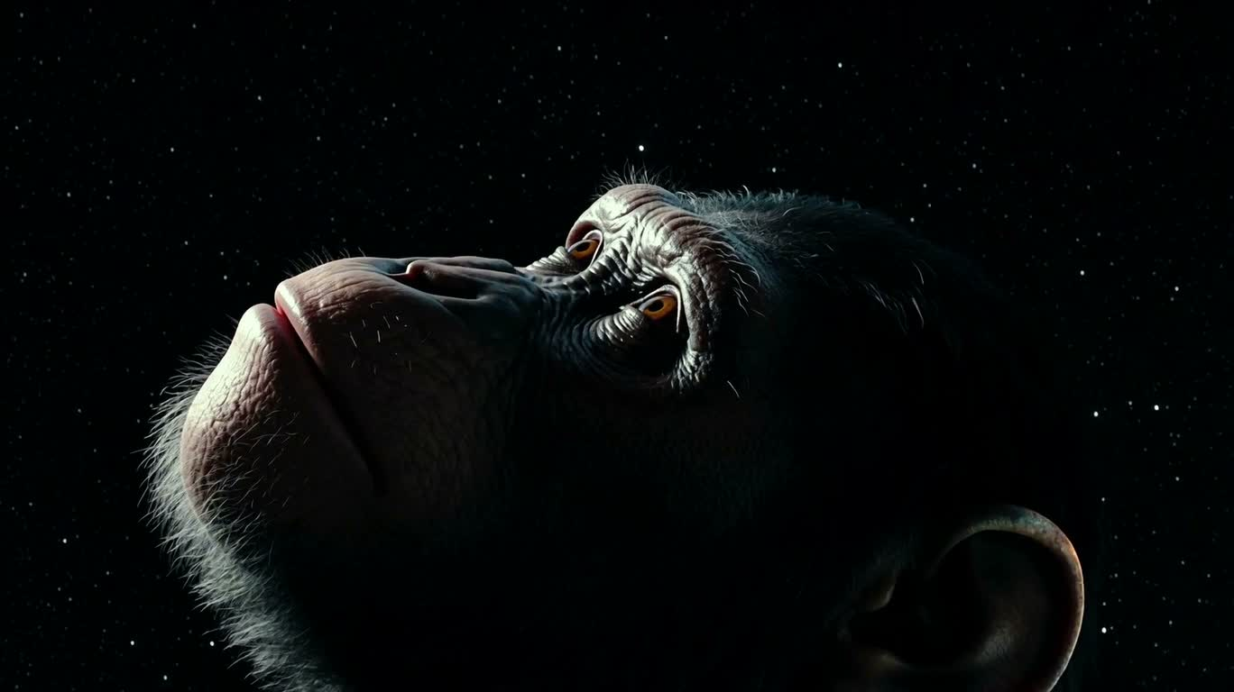 猿影凝望地球：星空中的人类蜕变 — AI video creation