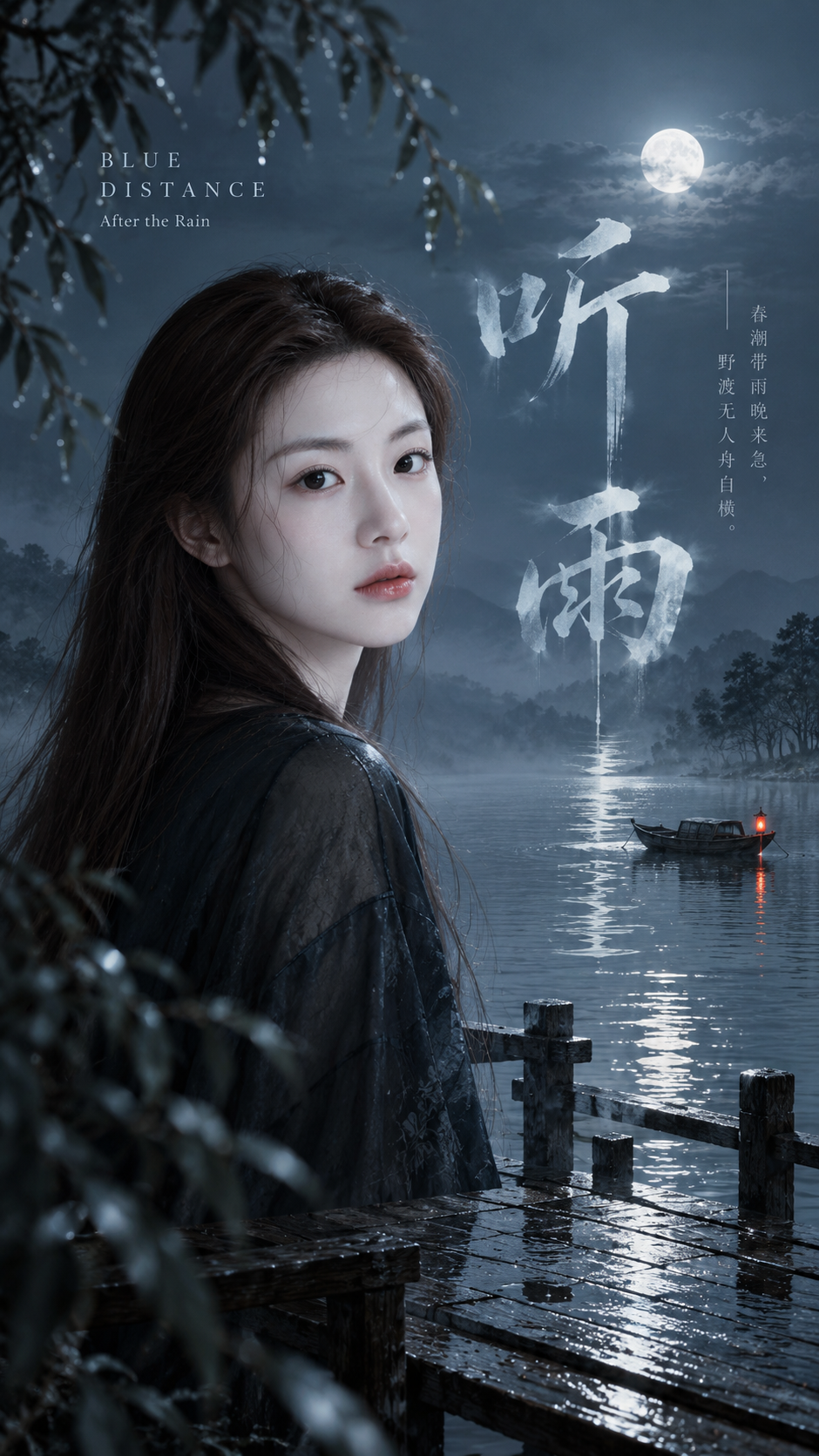 听雨:雨后古渡东方现代诗境海报