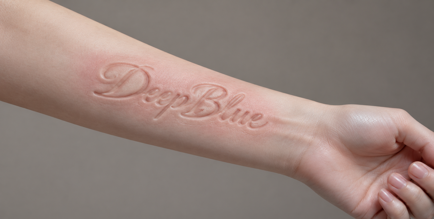 DeepBlue:肌肤浅浮雕签名微距 — AI image creation