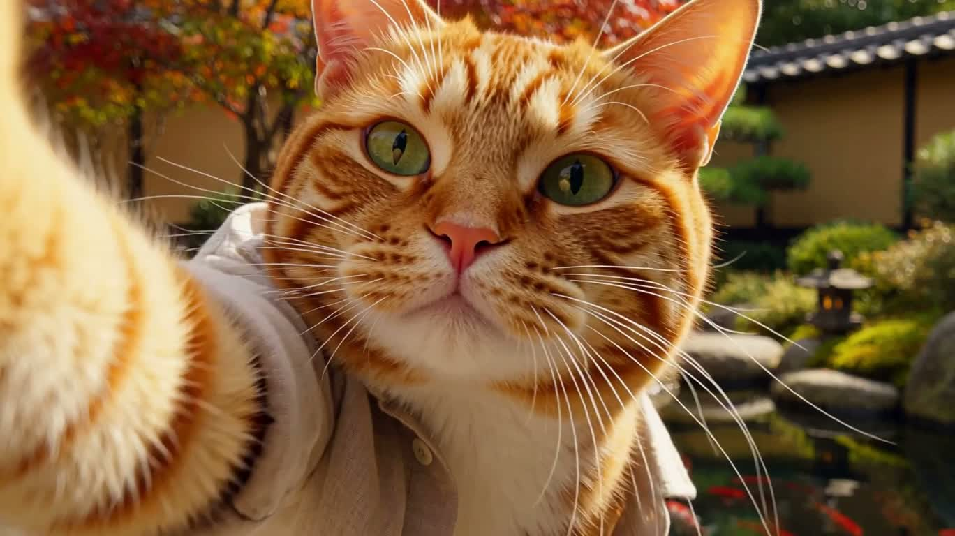 橘猫与锦鲤的庭园漫游