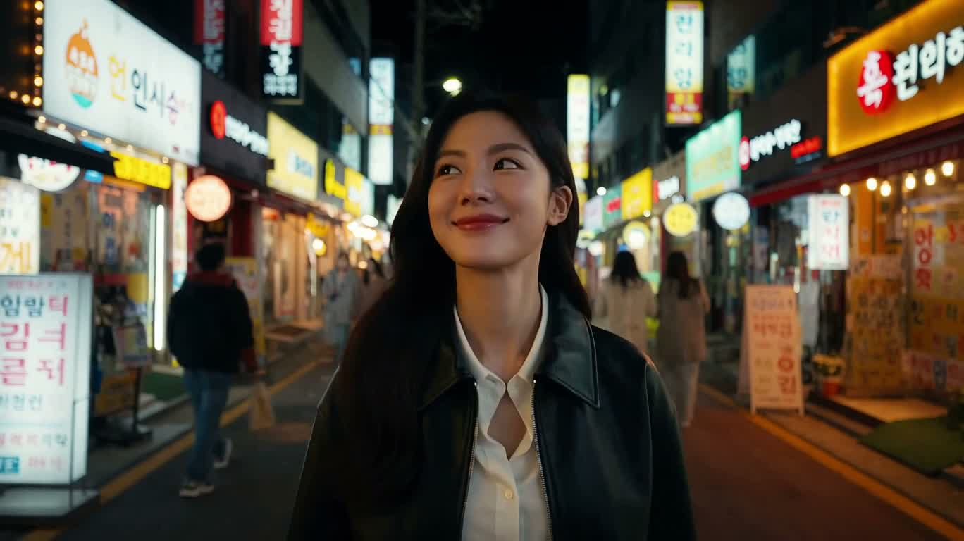 首尔弘大夜市漫游 — AI video creation