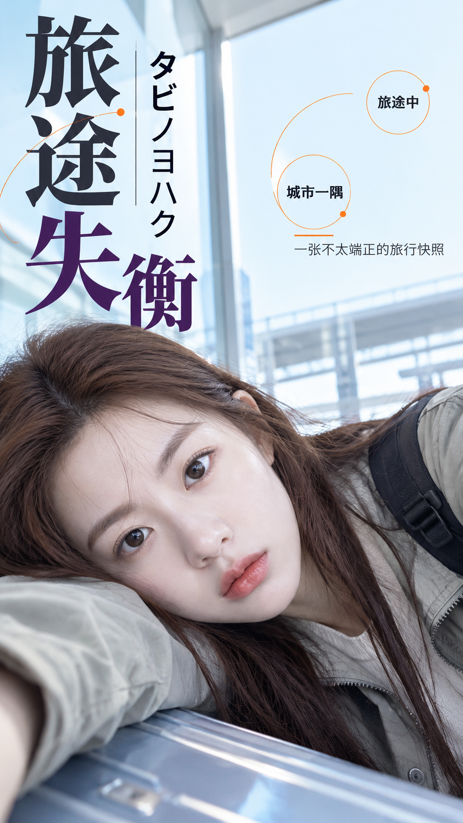 歪头闯入画面的日系旅行编辑海报 — AI image creation