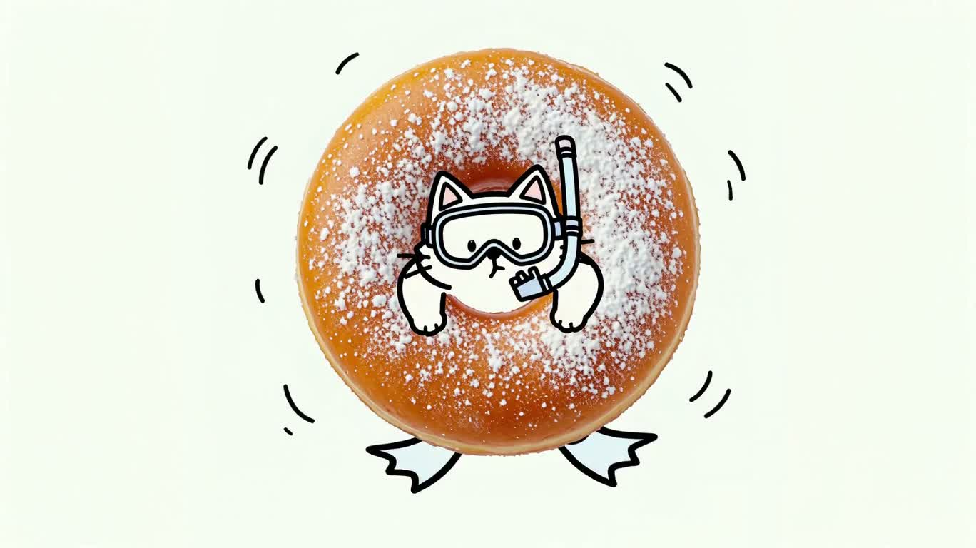 L'aventure donut du chat plongeur — AI video creation