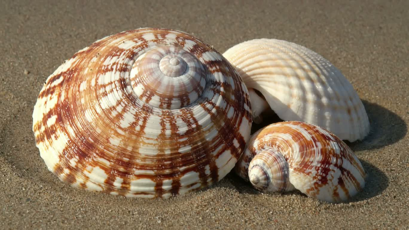 海滩上的三枚贝壳