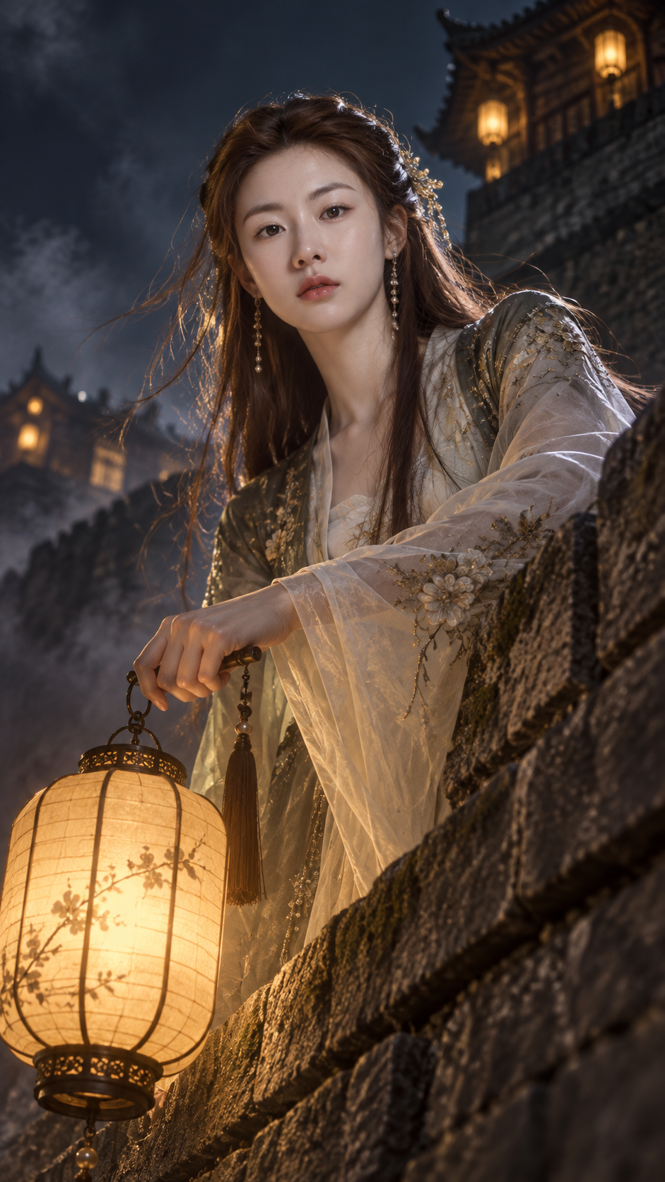 古风玄幻夜晚灯笼人像摄影 — AI image creation