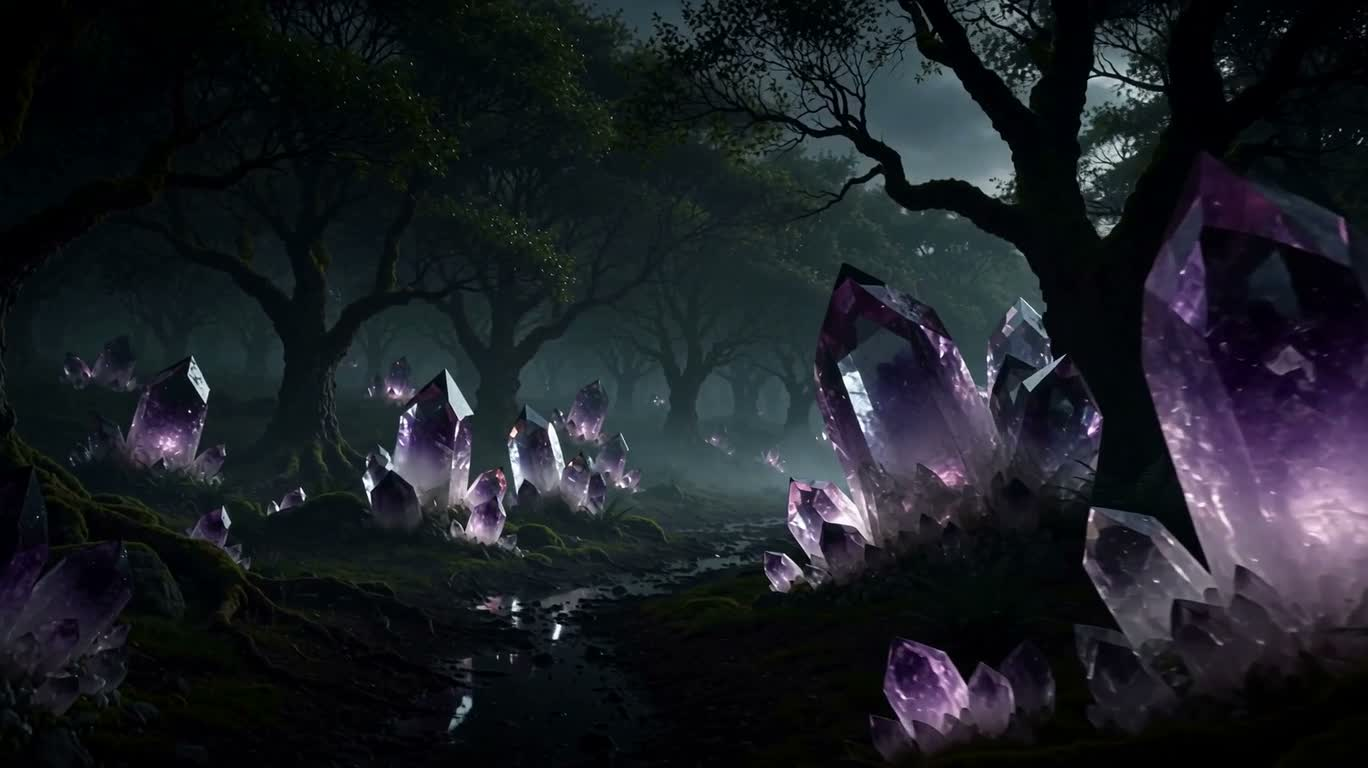 Amethyst in the Misty Forest — AI video creation