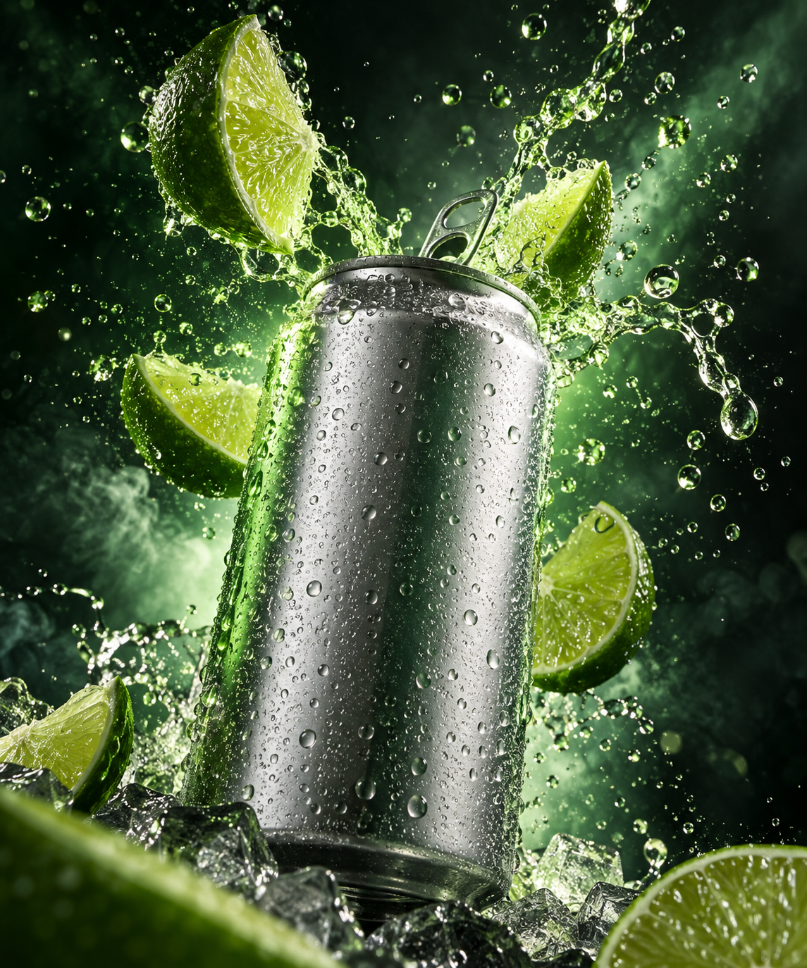 极具视觉冲击力的青柠苏打水炸裂瞬间 — AI image creation