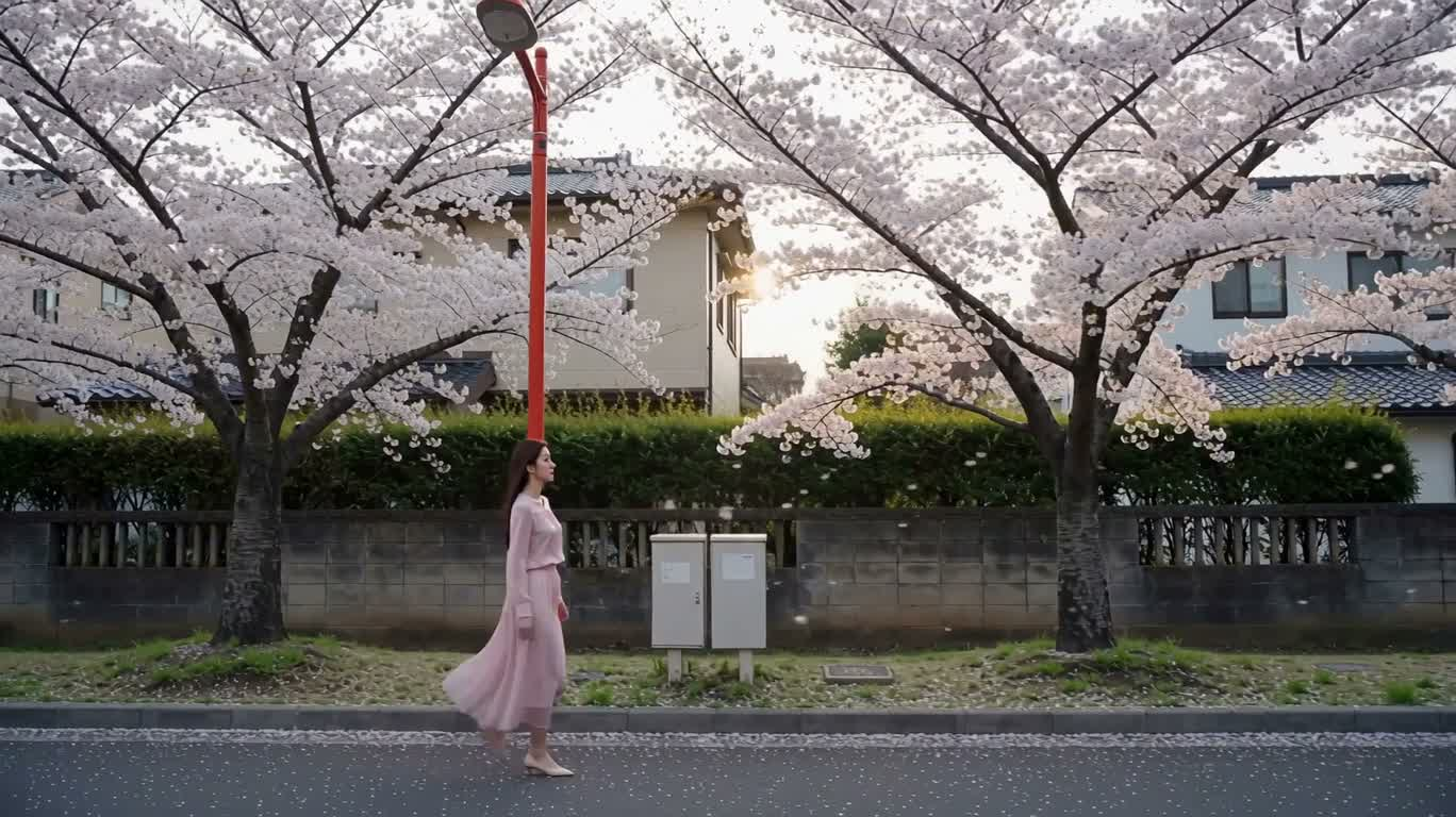 Spring Stroll on the Cherry Blossom Path — AI video creation