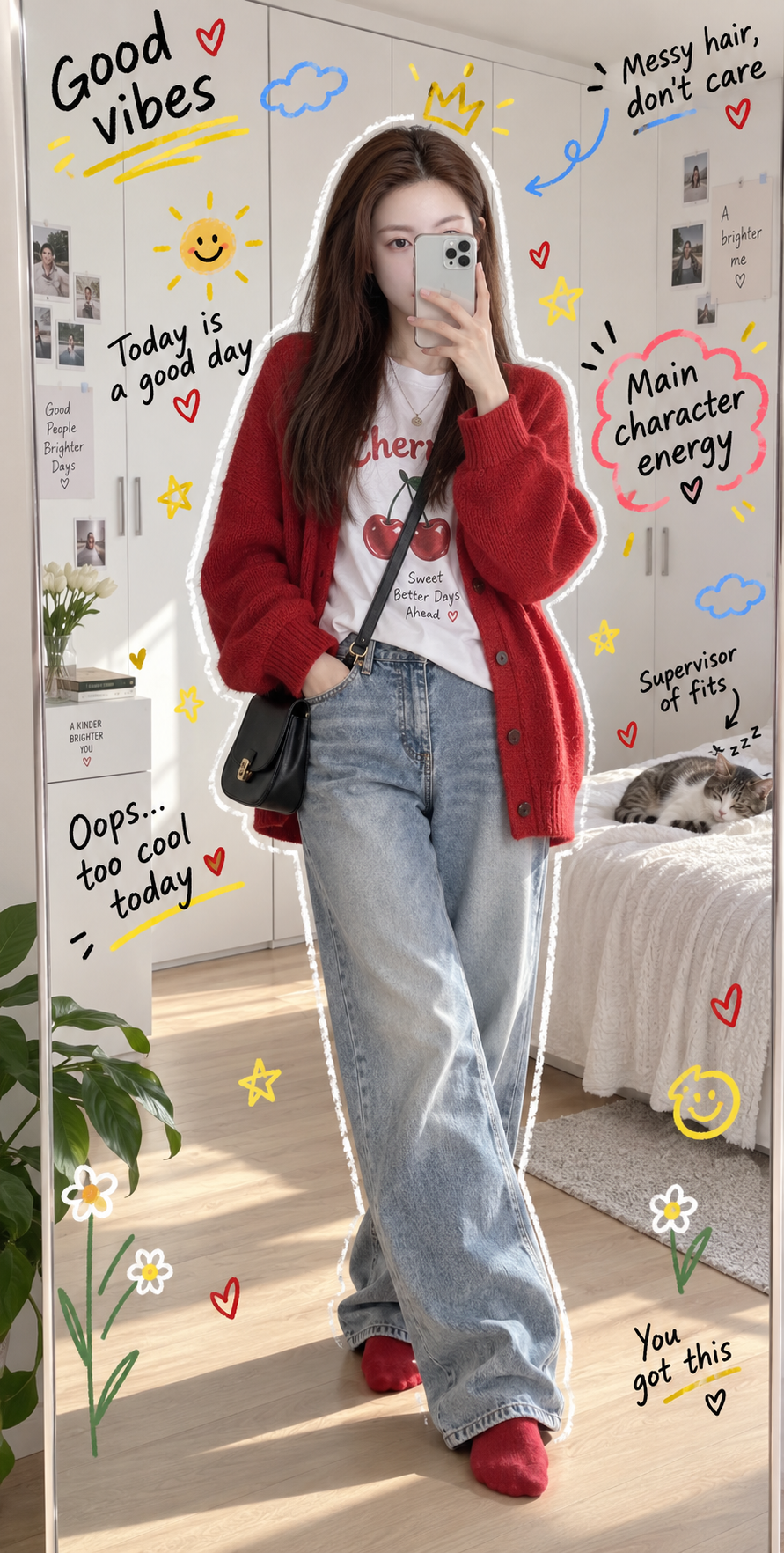 Selfie gương phong cách graffiti Gen Z siêu thực