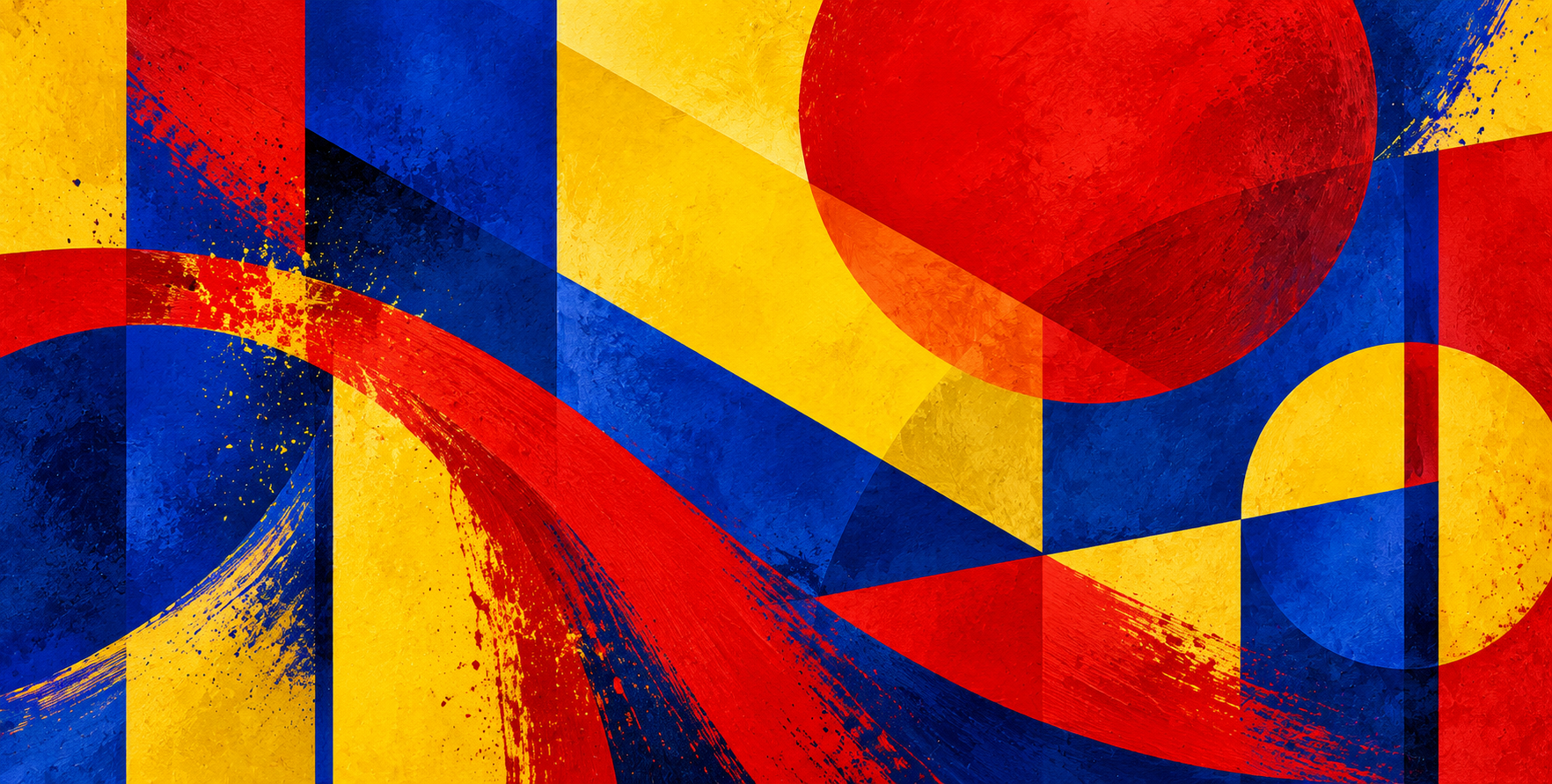Red blue yellow abstract color composition — AI image creation
