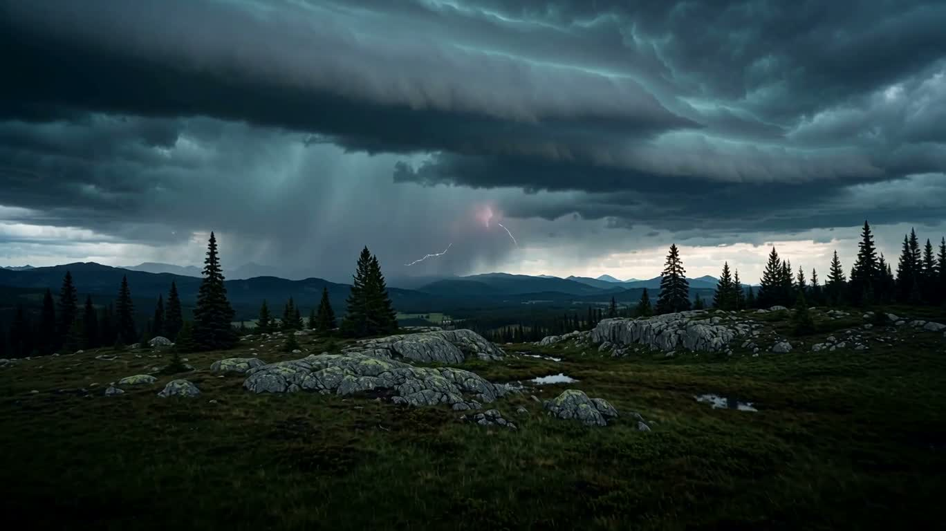 Wild Mountain Landscape in a Storm
