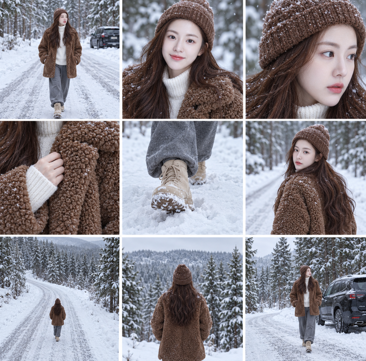 겨울 숲 성인 여행 9칸 그리드