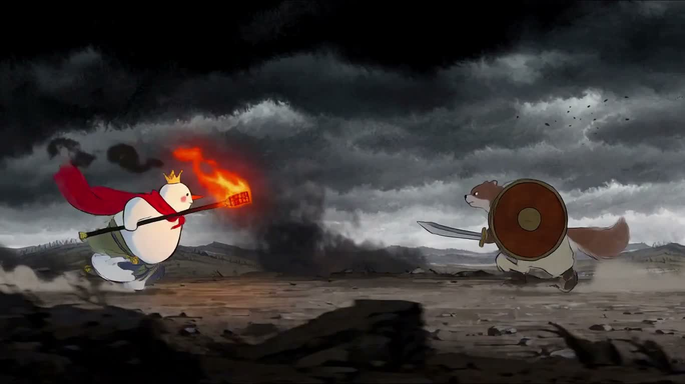 Storm Ink Shadows: Snowman Warrior vs Otter Warrior — AI video creation