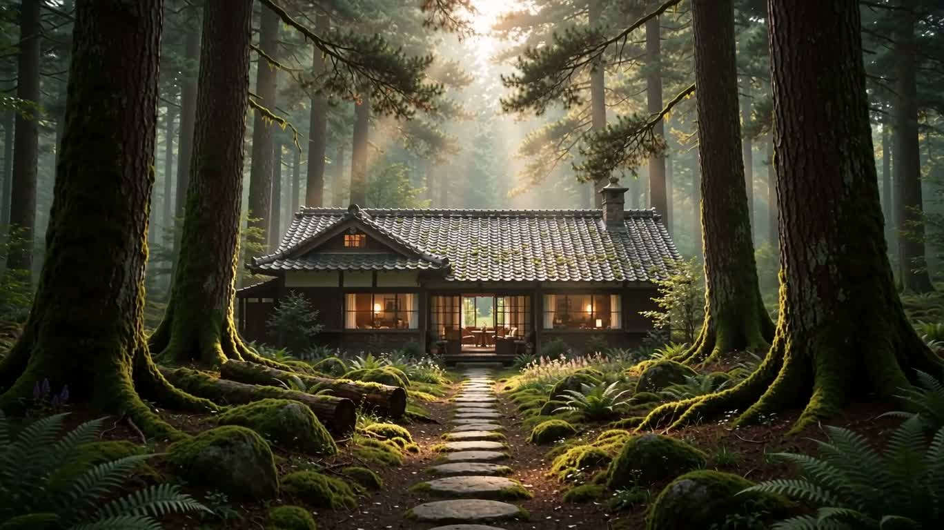 深林の日英融合小屋
