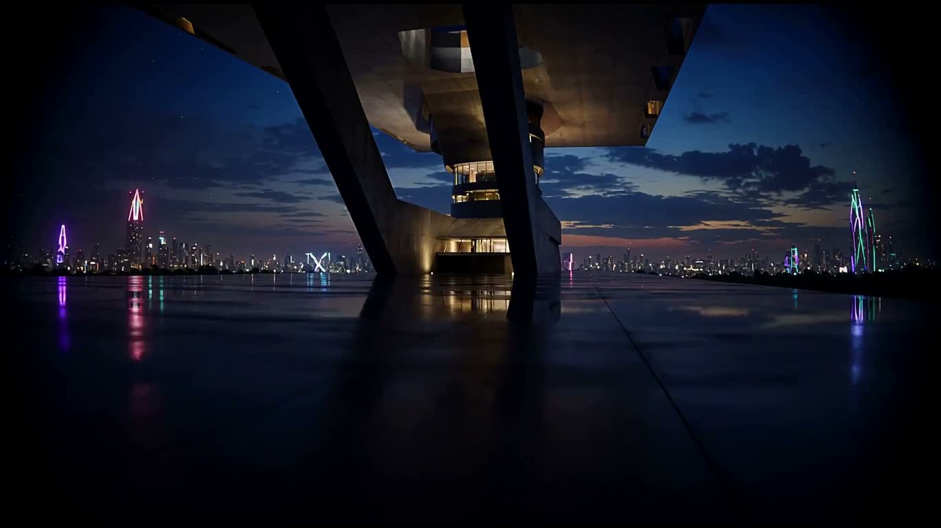 Kiến trúc bị lãng quên trong rừng nhiệt đới neon — AI video creation