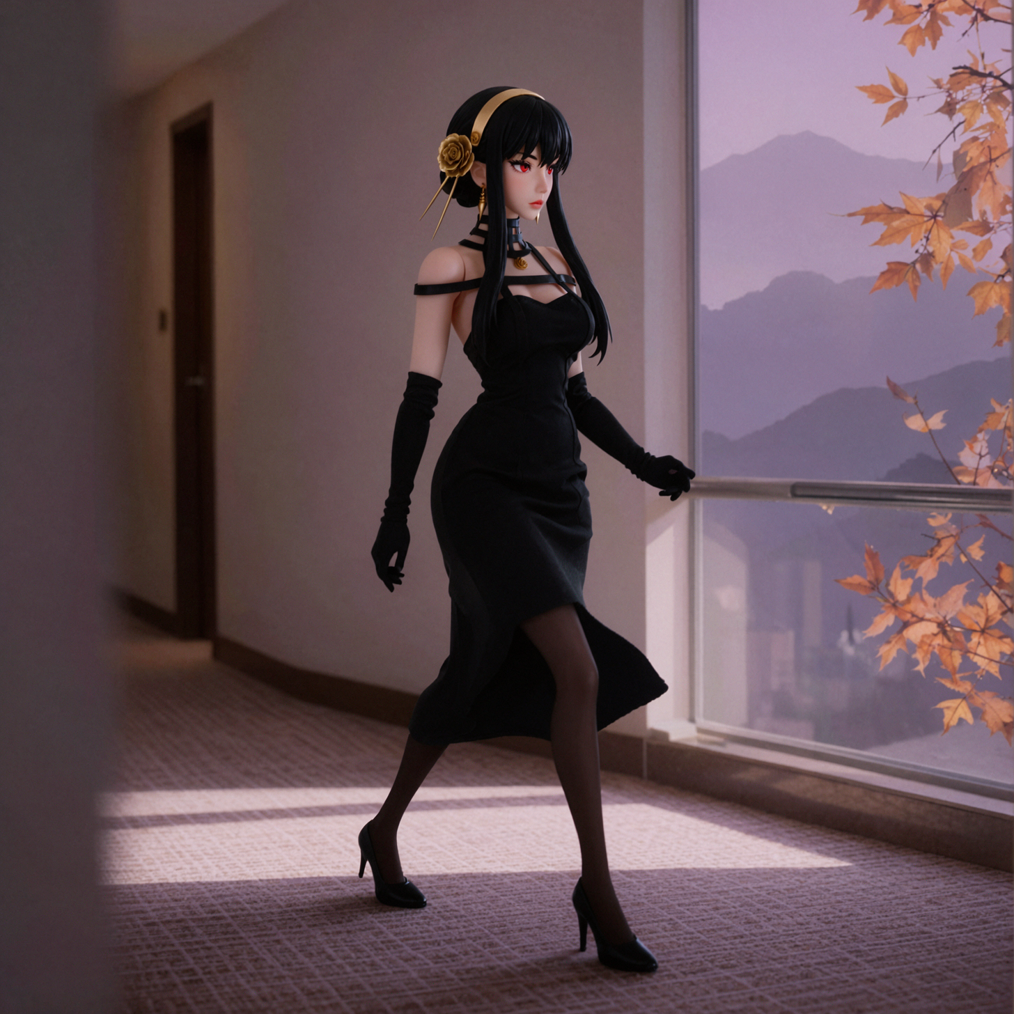 ヨル・フォージャー · 光の隙間を跳ぶ · 環境ポートレート — AI image creation
