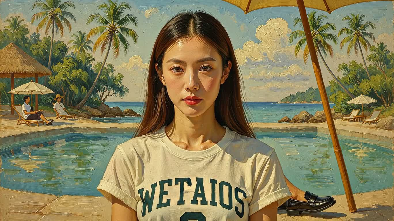 热带后印象派女子肖像