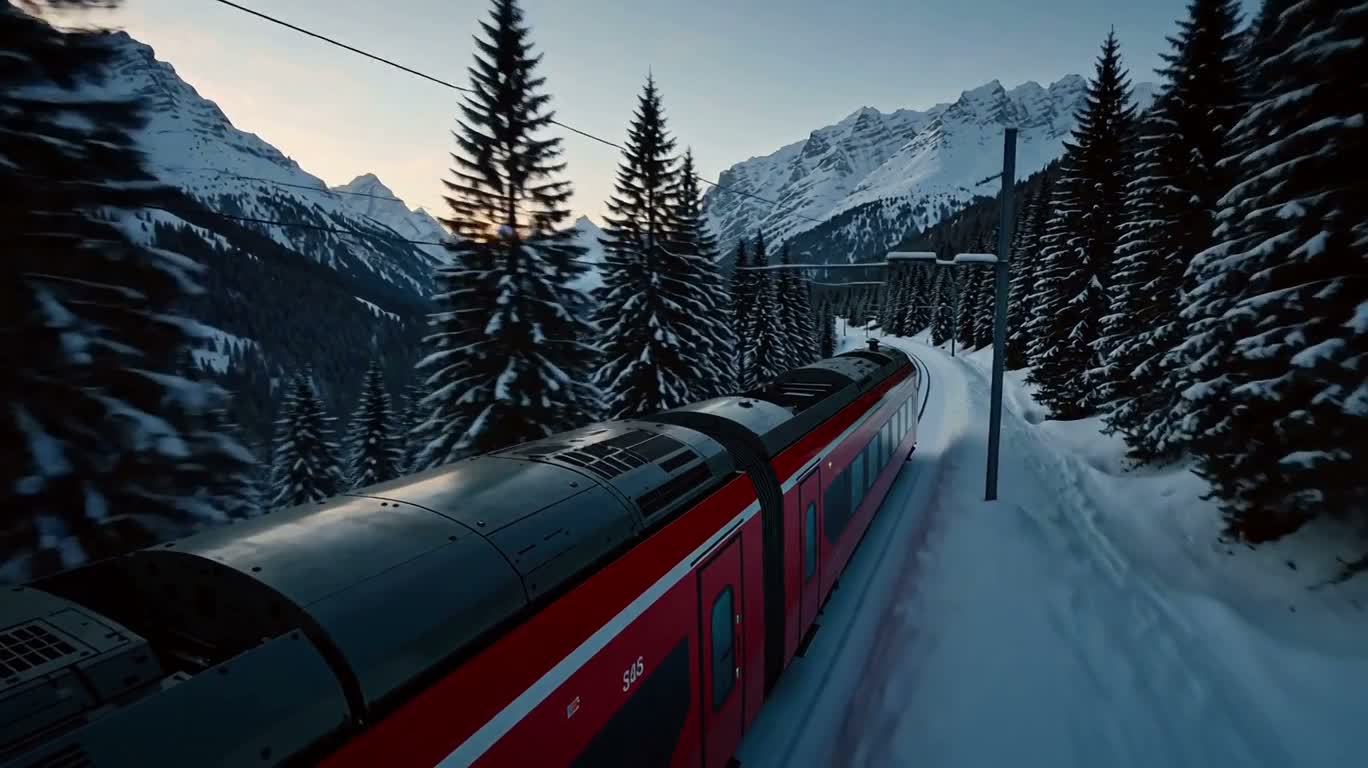 瑞士雪山列车晨光之旅 — AI video creation