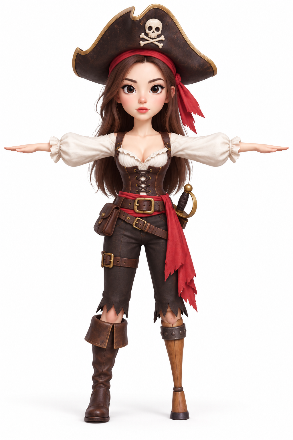Stylized 3D pirate character turnaround — AI image creation