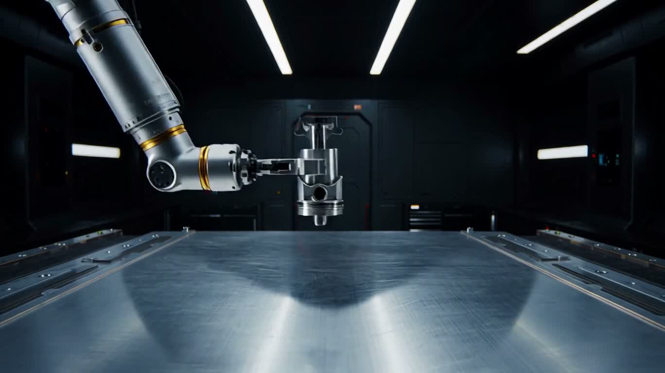 Assemblage de micro-moteurs dans un atelier futuriste — AI video creation