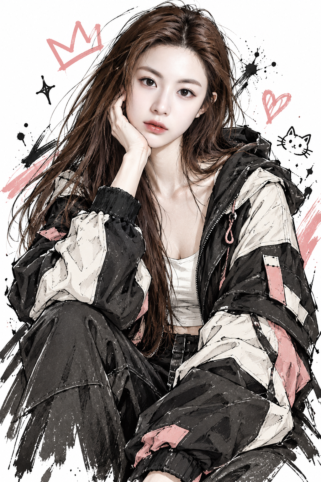 日系涂鸦风半身自画像 — AI image creation