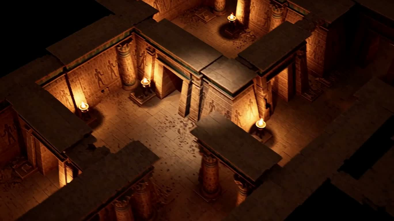 Carte tactique isométrique d'une tombe égyptienne antique — AI video creation