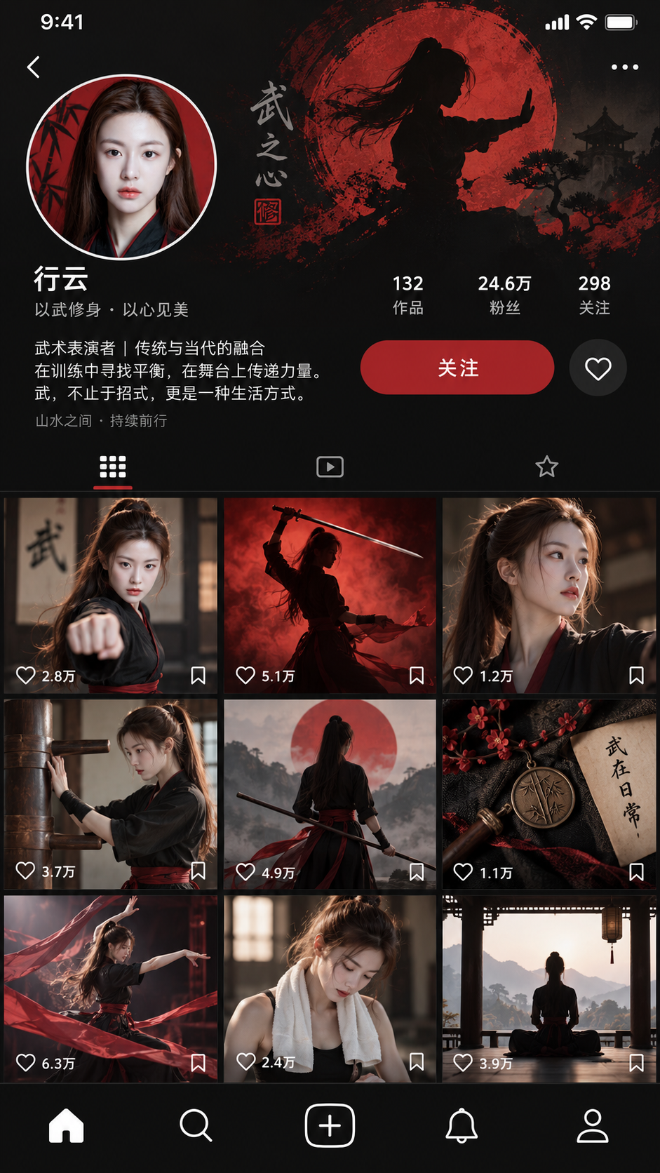 原创成年武术表演者的东方美学个人主页 — AI image creation