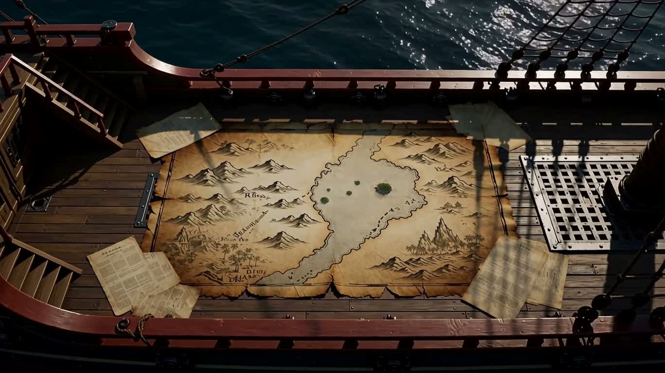 Carte marine onirique du trésor pirate — AI video creation