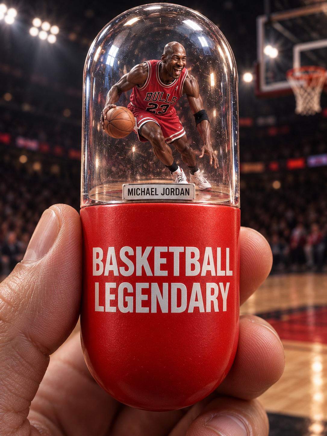Capsule géante au thème de basket-ball rouge transparent