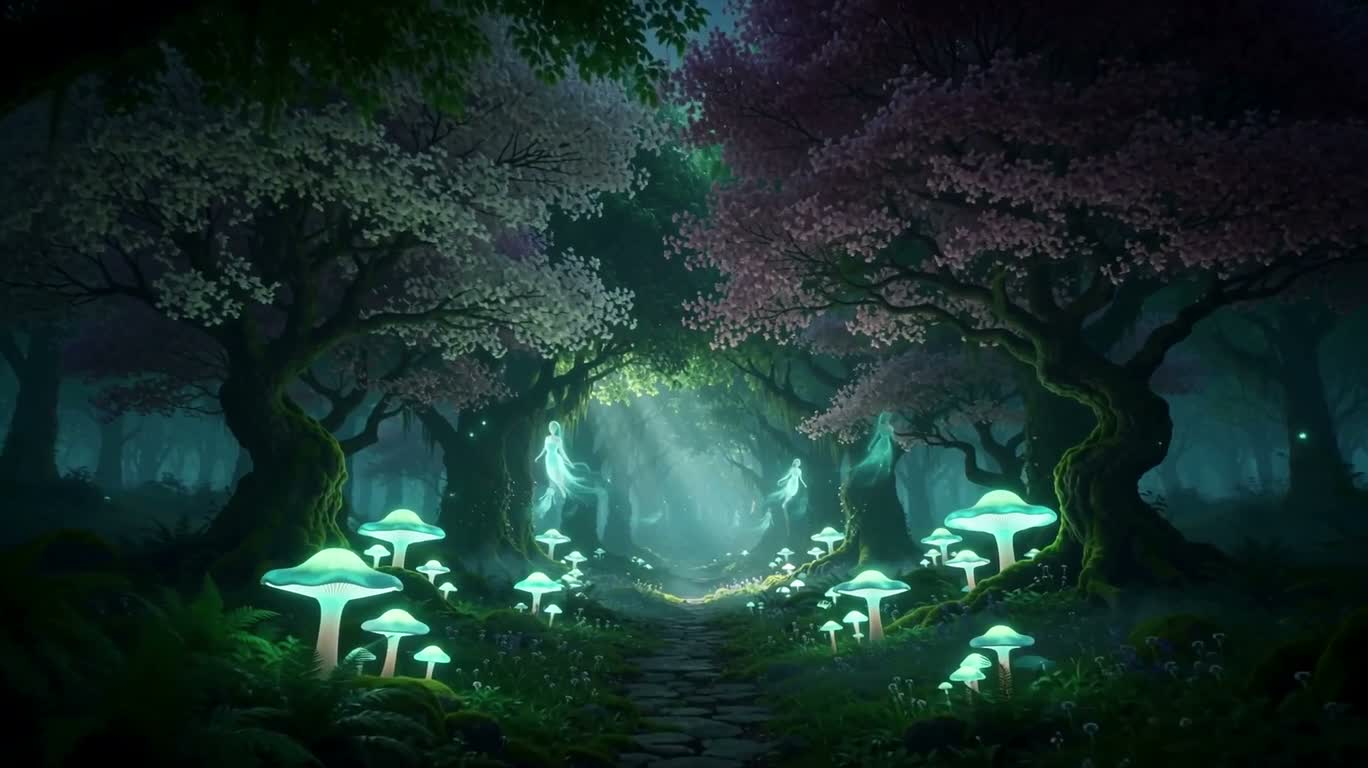 夜幕下的秘境精灵森林