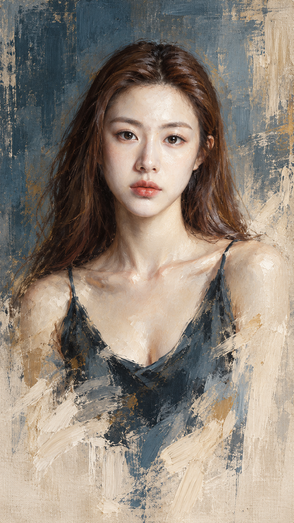 未完成笔触渐隐的现代表现主义油画肖像 — AI image creation