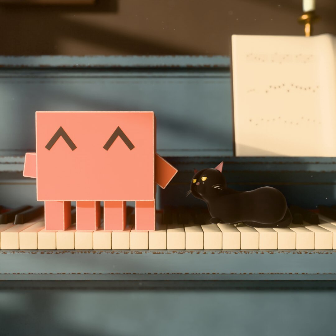 用Python创作钢琴曲并在Blender渲染的3D动画